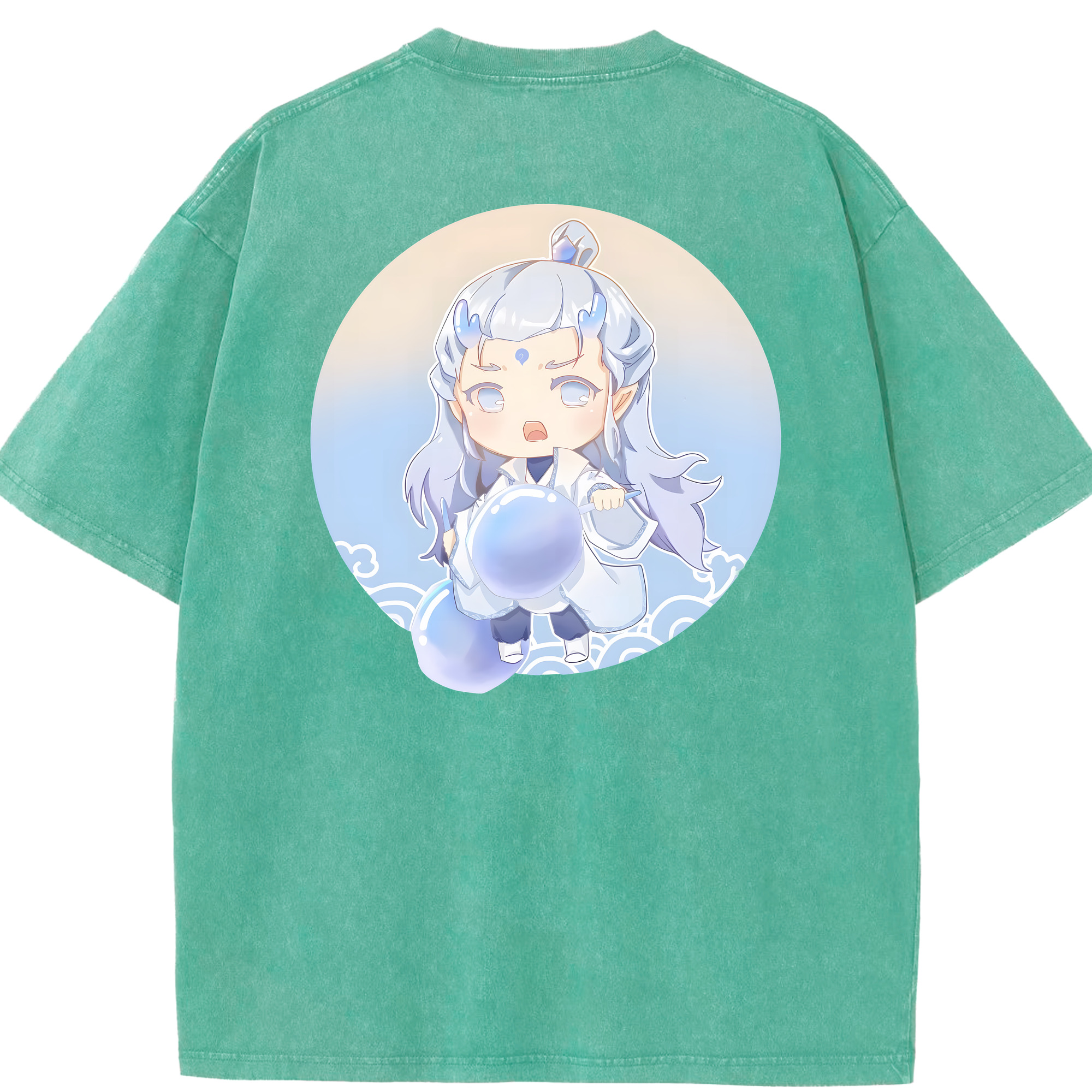 （画像用） Ne Zha 2 ナタ 魔童の大暴れ 綿100% ヴィンテージ風 半袖Tシャツ（背面プリント）